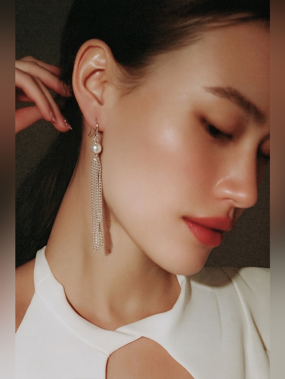Elegant Silver Pearl Drop Earrings
